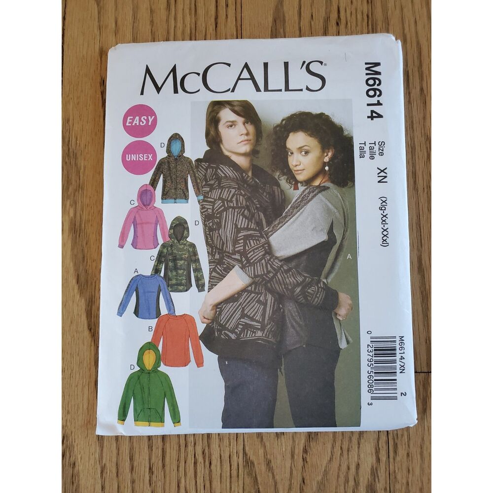 McCall's Pattern M6614 Misses' / Men's Top & Jacket Sewing 6614 NEW Uncut